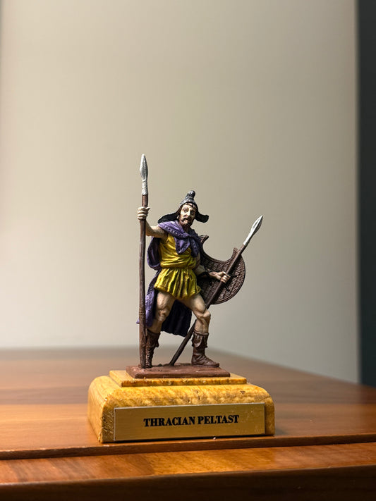 Thracian Peltast – 5th Century BCE Hand-Painted 54mm Collectible Metal Figurine (1:32 Scale)