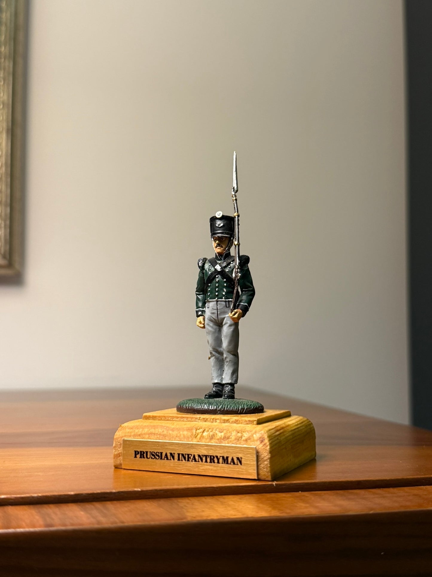 Prussian Infantryman – Napoleonic Wars (Pre-Painted Miniature with Custom Display Base) – 54 mm