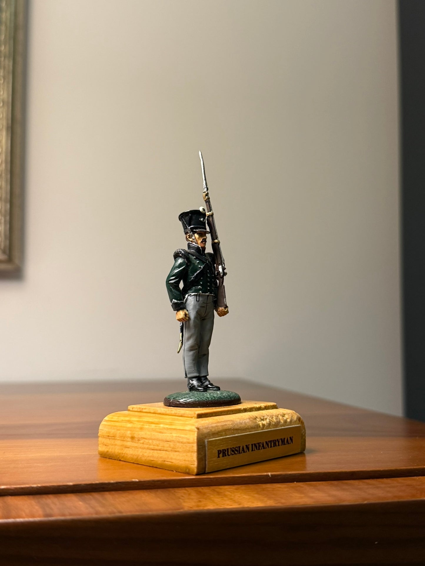Prussian Infantryman – Napoleonic Wars (Pre-Painted Miniature with Custom Display Base) – 54 mm
